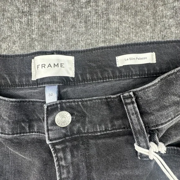 FRAME Le Slim Palazzo High Rise Wide Leg Jeans Black Wash Size 32 NWT - Picture 5 of 9